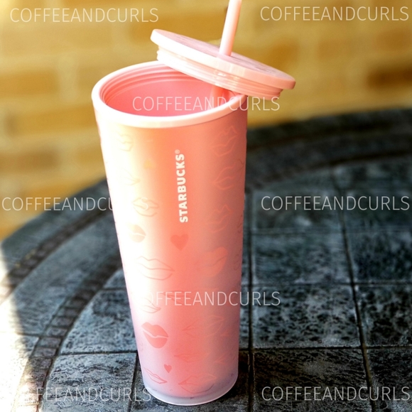 Starbucks Valentine 2021 Red and Pink Lips  Soft Touch Tumbler - Picture 6 of 9